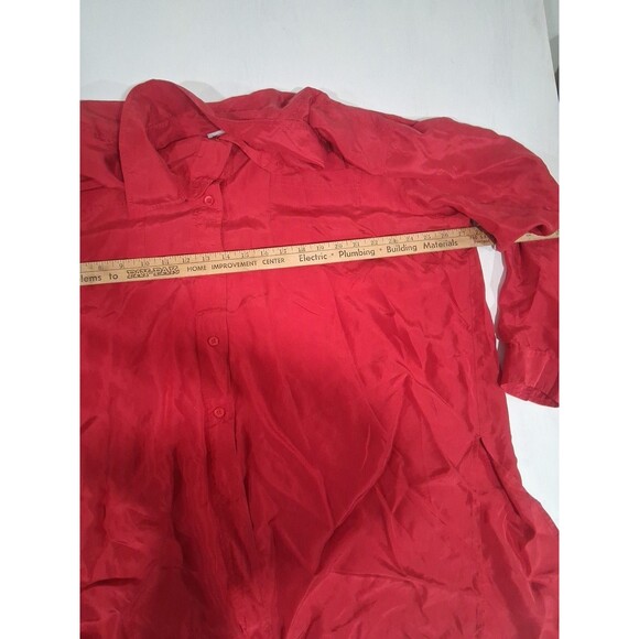 Vtg 90s Womens Plus Size Silk Shirt Lot (2) Red White Size 24 Flowy Oversized - Picture 4 of 8